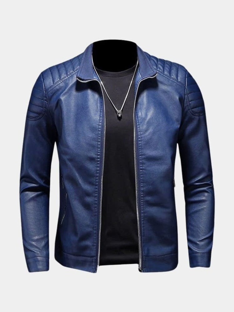 Mark - Cross Zip Leather Jacket