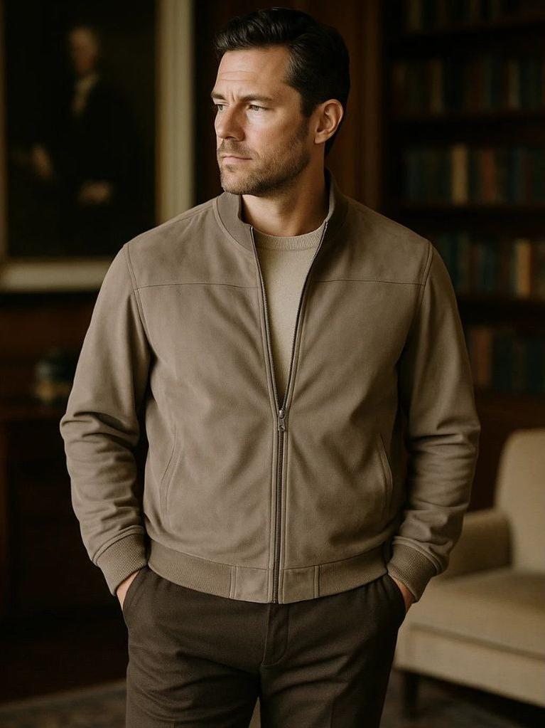 Dean - Taupe Bomber Jacket