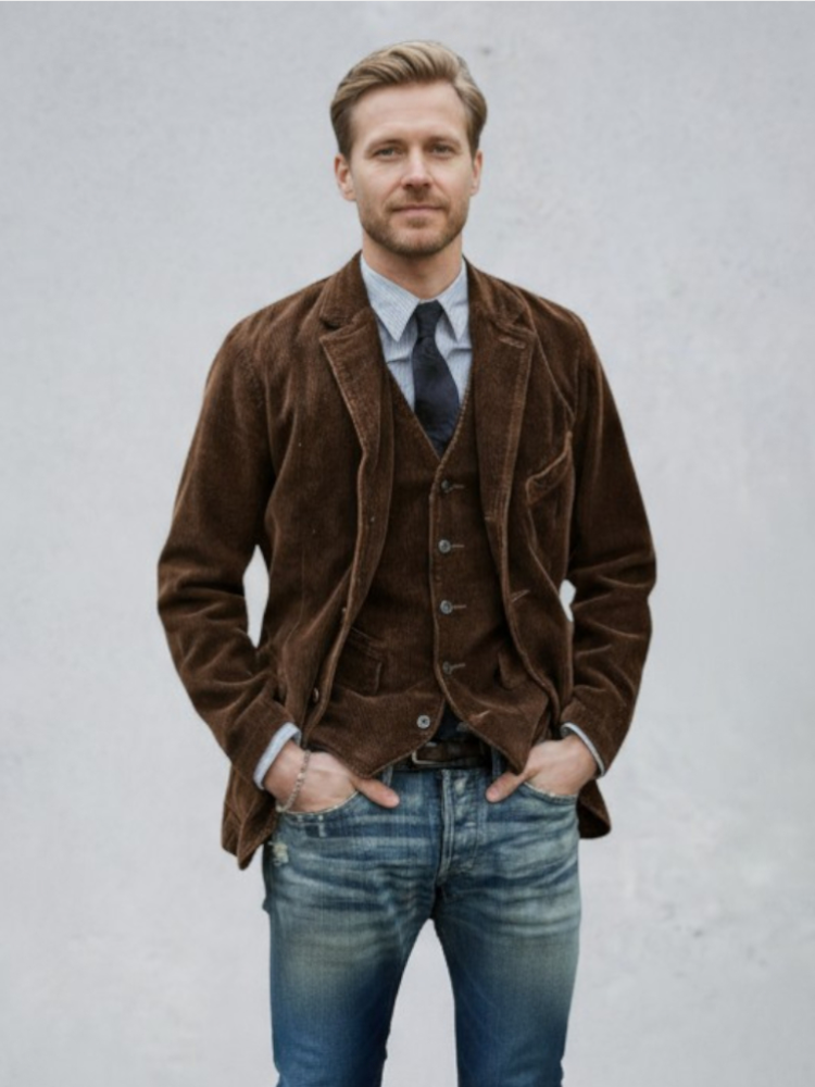 Damien - Brown Vintage Corduroy Jacket