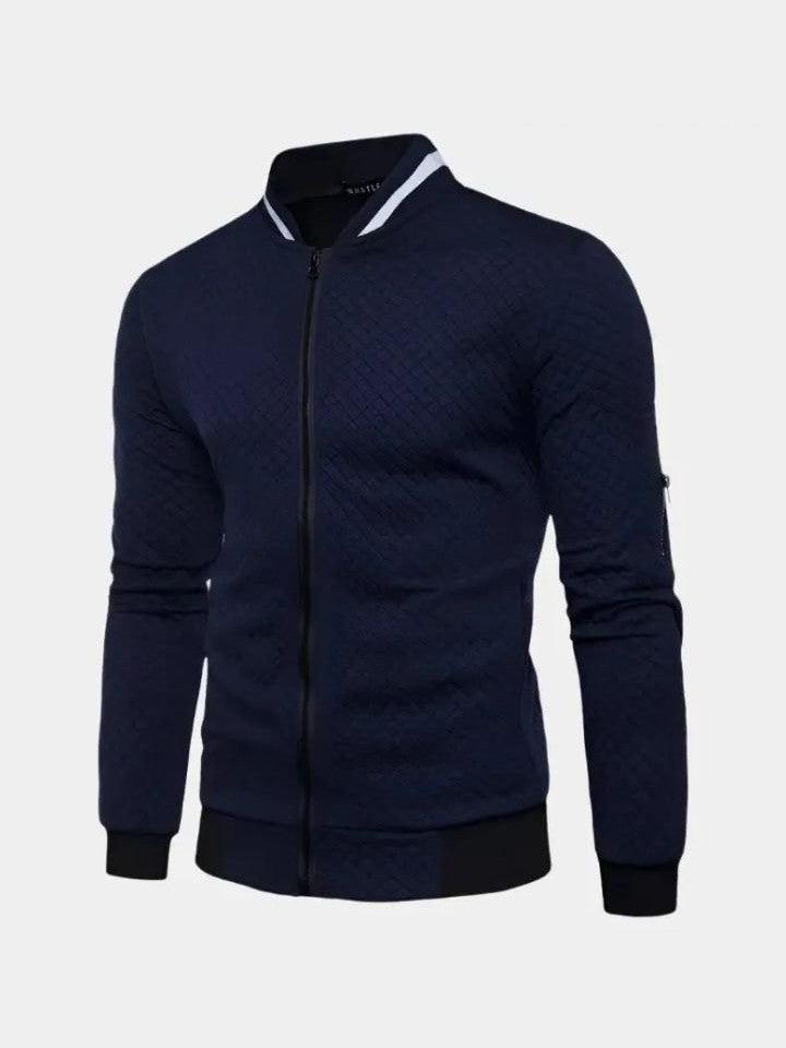 Gael - Navy Textured Bomber Jacket