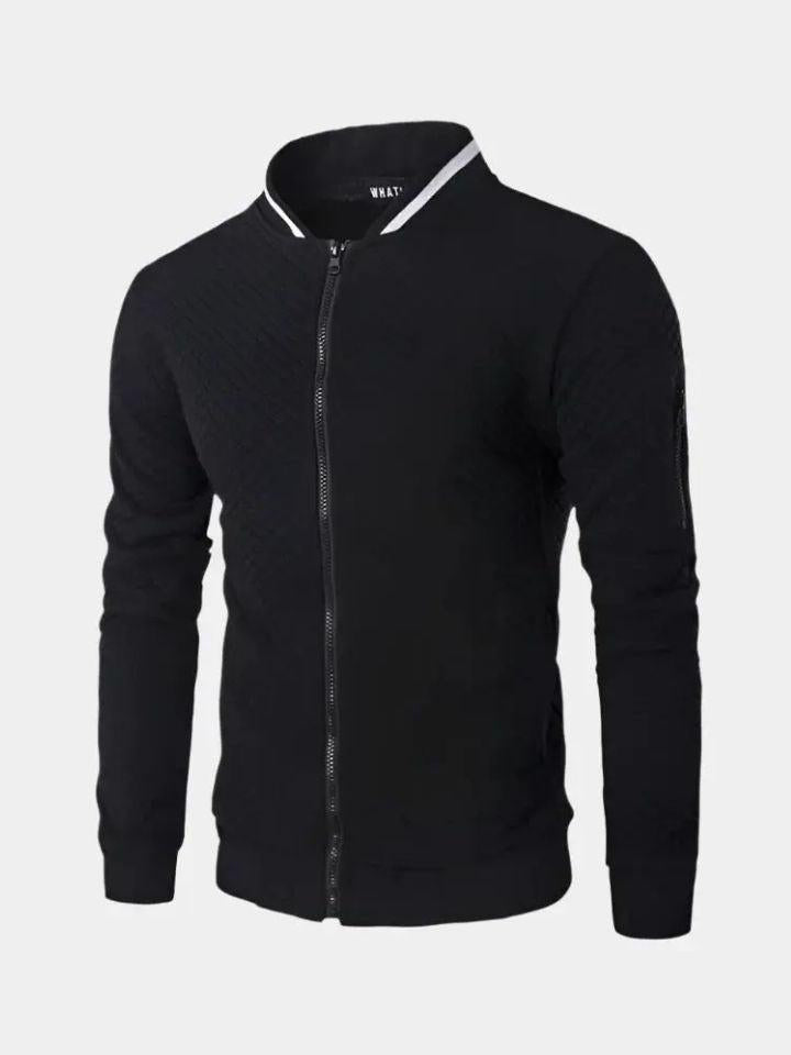 Gael - Navy Textured Bomber Jacket