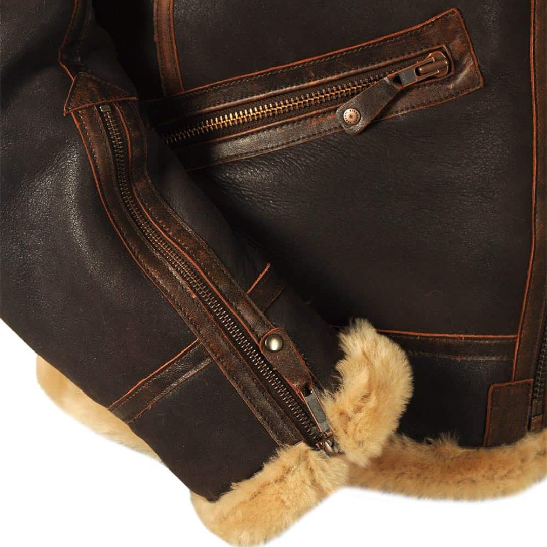 Dominic - Classic Aviator Jacket with Teddy Lining