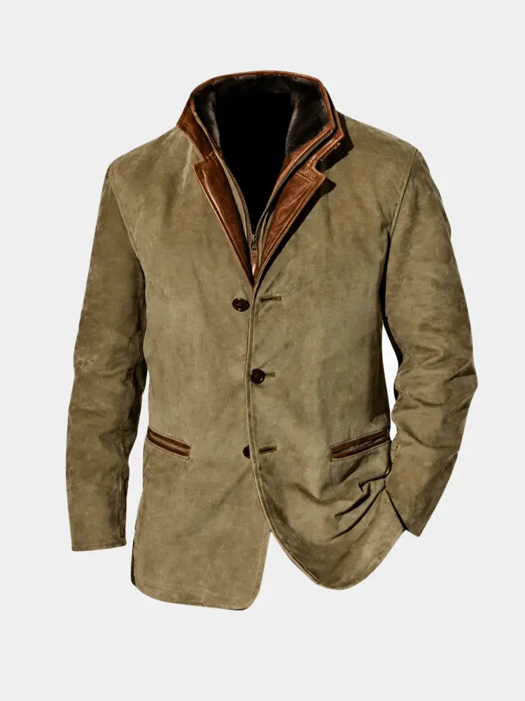 Elias - Olive Vintage Collared Coat