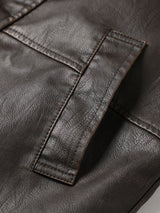 Stephane - Longline Faux Leather Overcoat with Faux Fur Lining