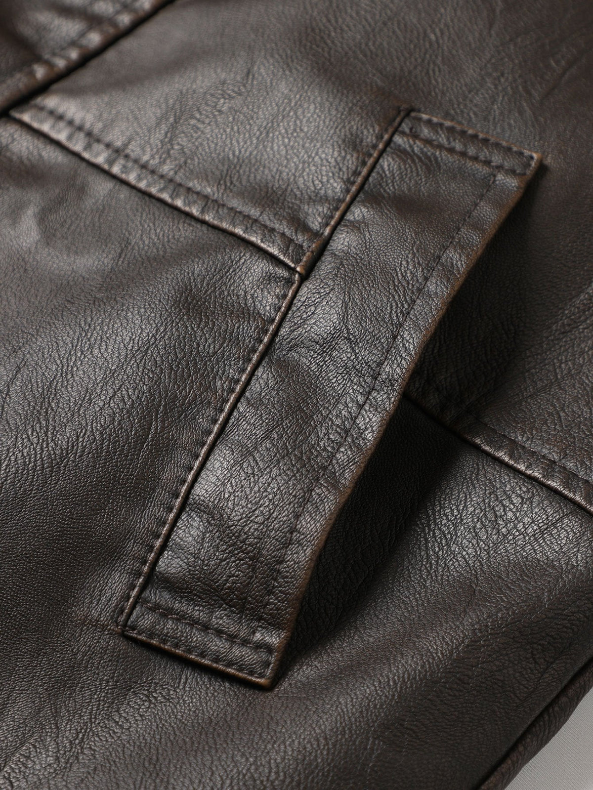Stephane - Longline Faux Leather Overcoat with Faux Fur Lining