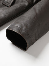 Stephane - Longline Faux Leather Overcoat with Faux Fur Lining