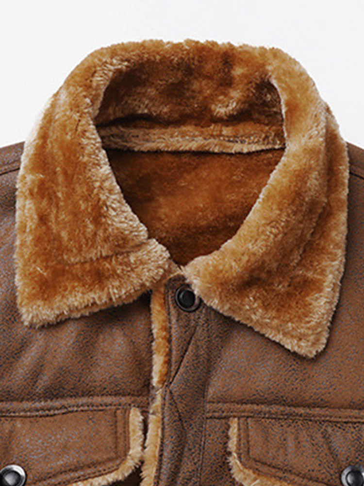 Thierry - Faux Suede Jacket with Faux Fur Lining