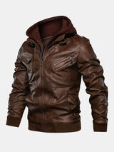 Zack - Faux Leather Jacket with Detachable Hood
