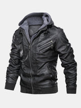 Zack - Faux Leather Jacket with Detachable Hood