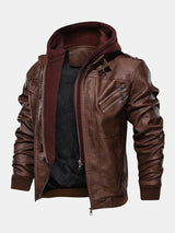 Zack - Faux Leather Jacket with Detachable Hood