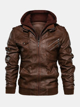 Zack - Faux Leather Jacket with Detachable Hood