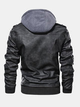 Zack - Faux Leather Jacket with Detachable Hood