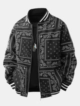 Ellis - Paisley Print Baseball Jacket with Stand Collar