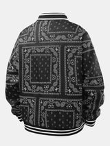 Ellis - Paisley Print Baseball Jacket with Stand Collar