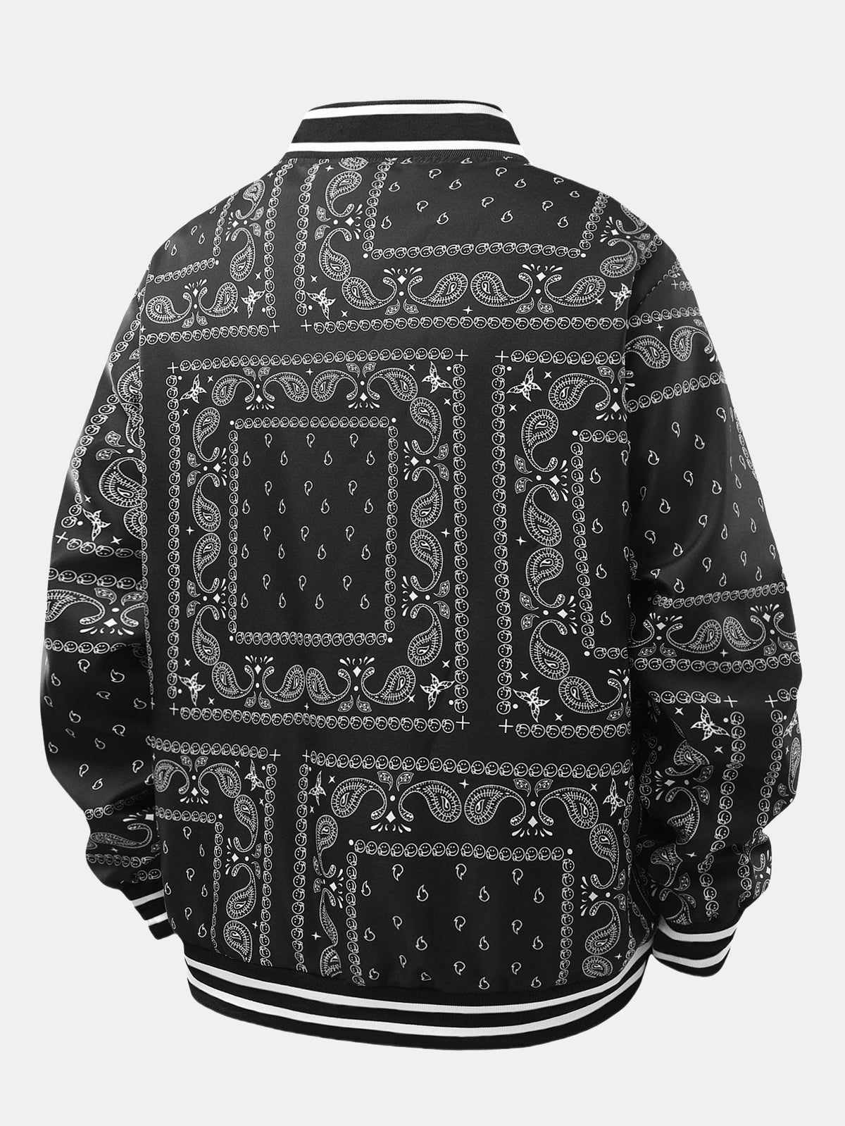 Ellis - Paisley Print Baseball Jacket with Stand Collar