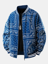 Ellis - Paisley Print Baseball Jacket with Stand Collar