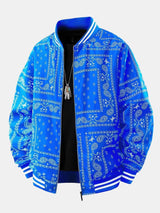 Ellis - Paisley Print Baseball Jacket with Stand Collar