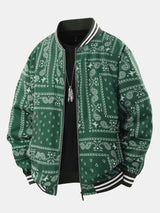 Ellis - Paisley Print Baseball Jacket with Stand Collar