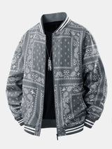 Ellis - Paisley Print Baseball Jacket with Stand Collar
