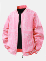 Ellis - Paisley Print Baseball Jacket with Stand Collar