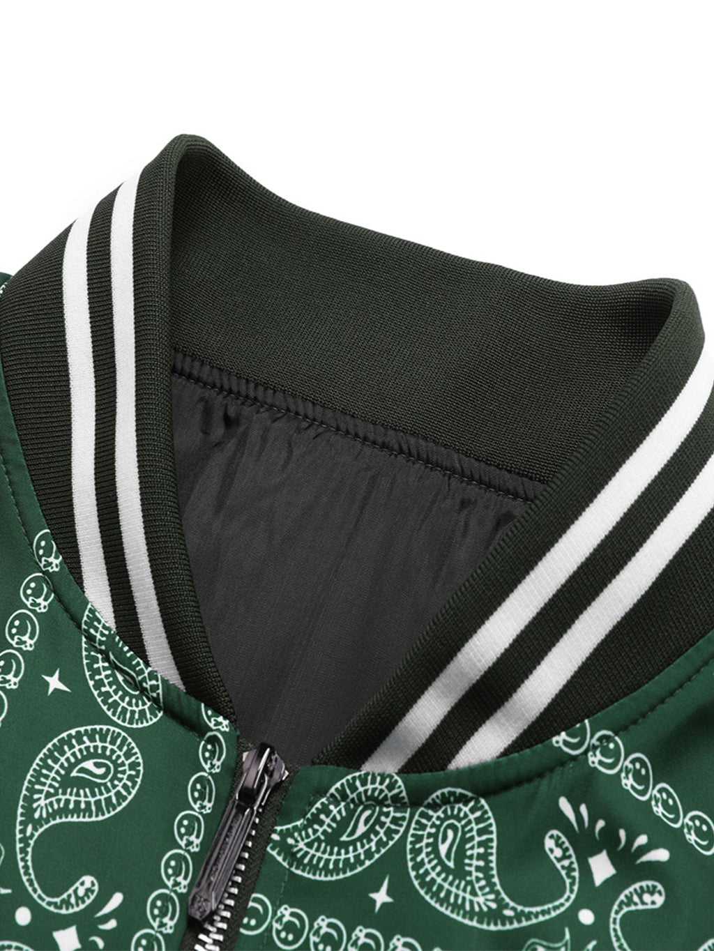 Ellis - Paisley Print Baseball Jacket with Stand Collar