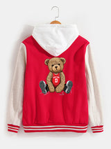 Flynn - Baseball Jacket with New York Bear Print