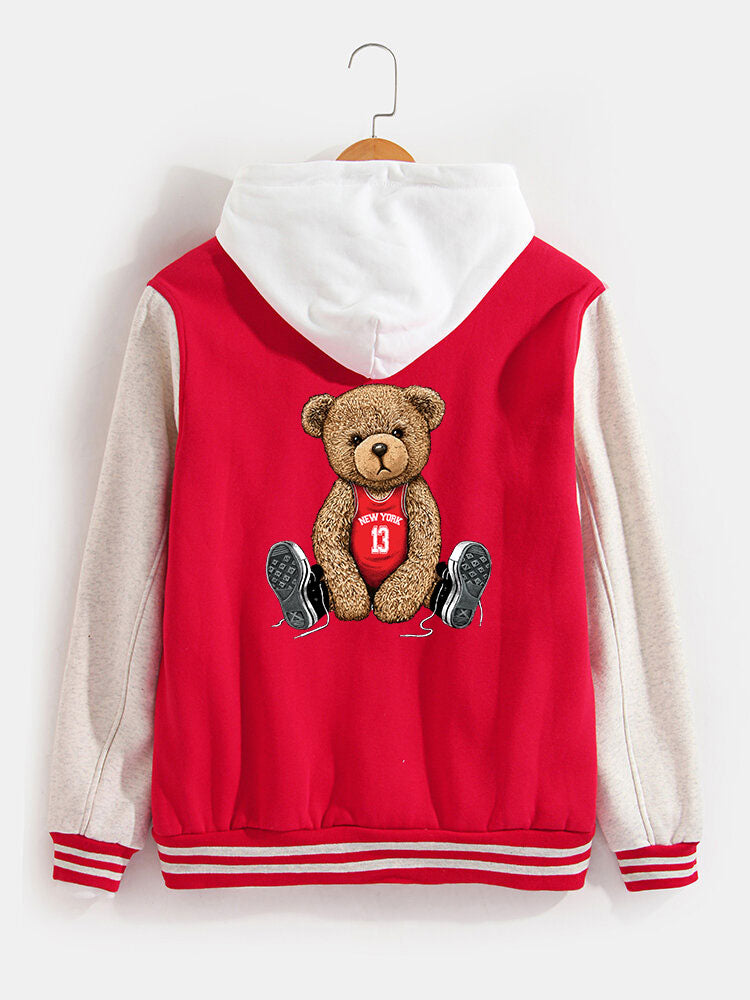 Flynn - Baseball Jacket with New York Bear Print