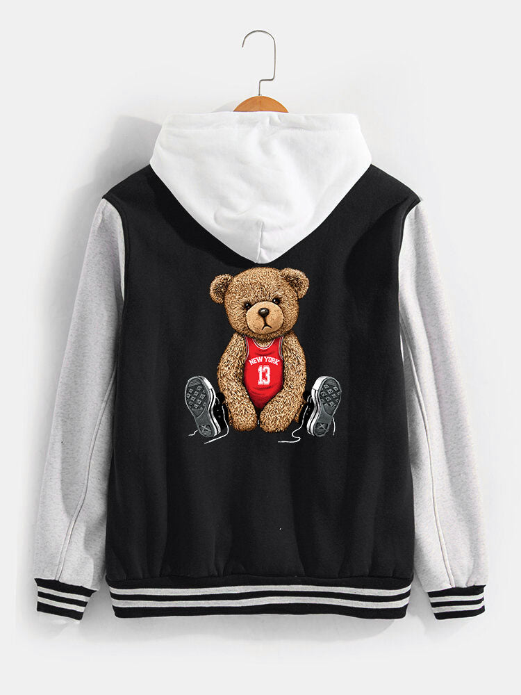 Flynn - Baseball Jacket with New York Bear Print