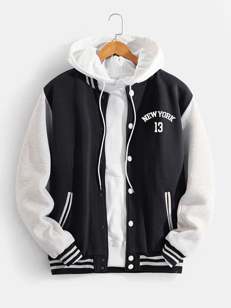 Flynn - Baseball Jacket with New York Bear Print