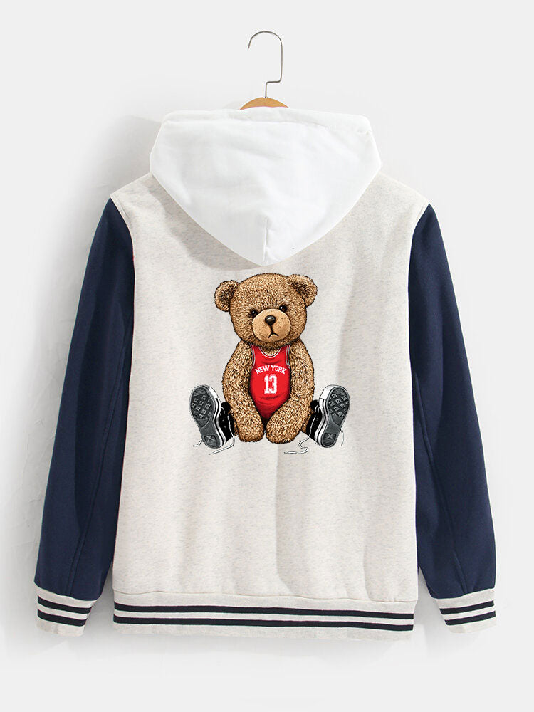 Flynn - Baseball Jacket with New York Bear Print