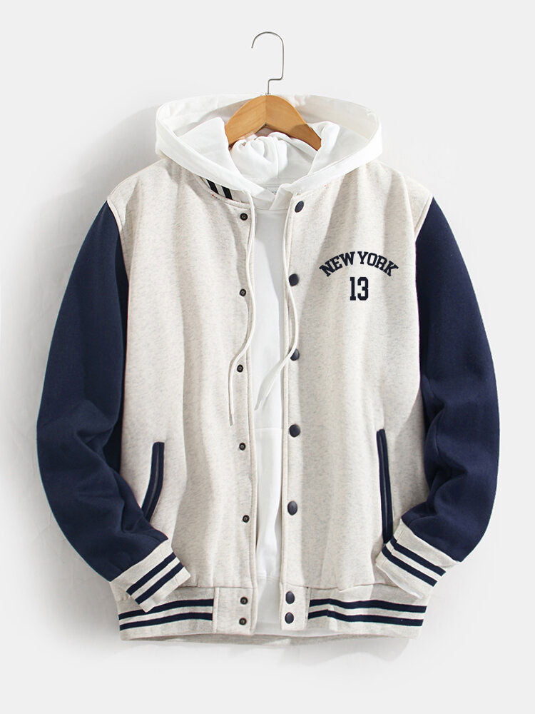 Flynn - Baseball Jacket with New York Bear Print