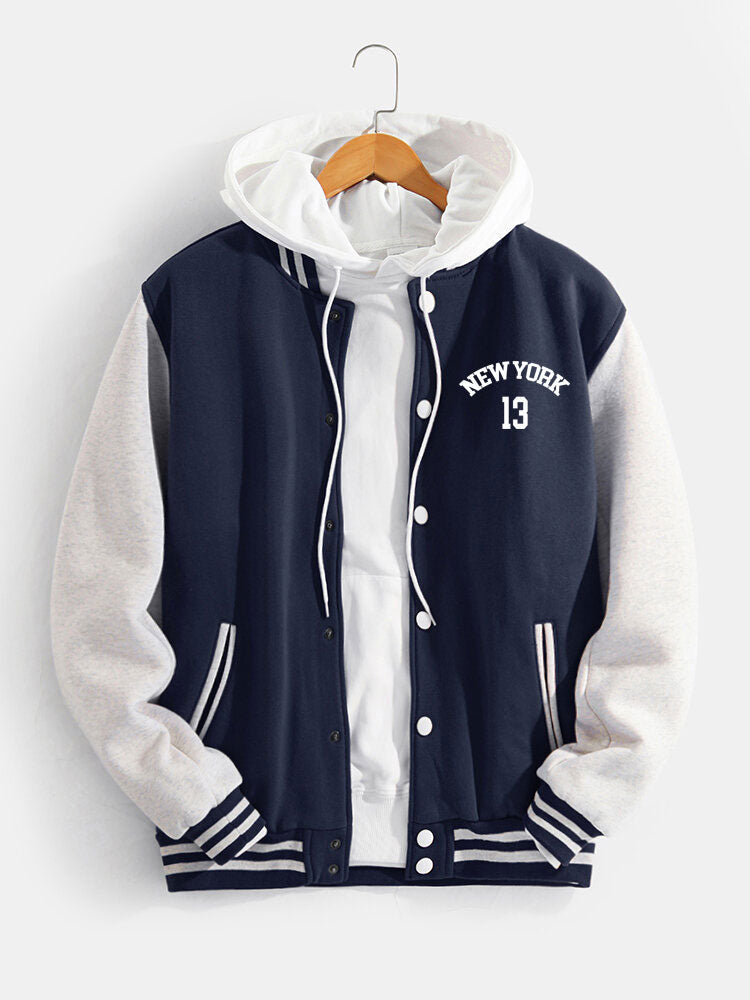 Flynn - Baseball Jacket with New York Bear Print
