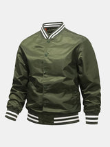 Hudson - Ribbed Trim Baseball Jacket