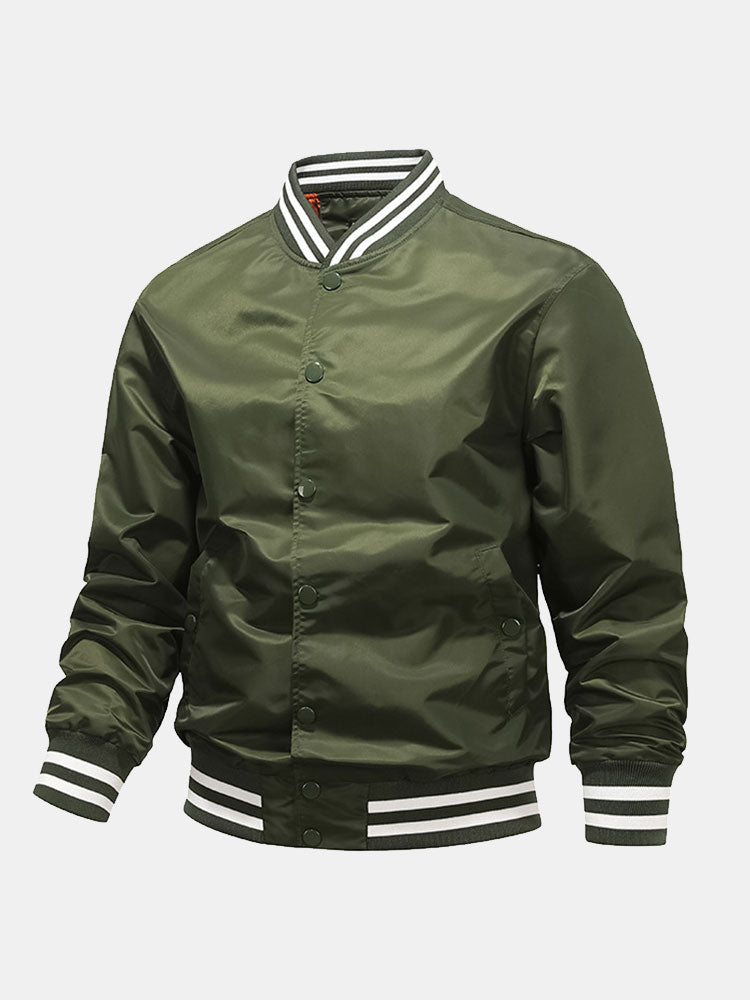 Hudson - Ribbed Trim Baseball Jacket