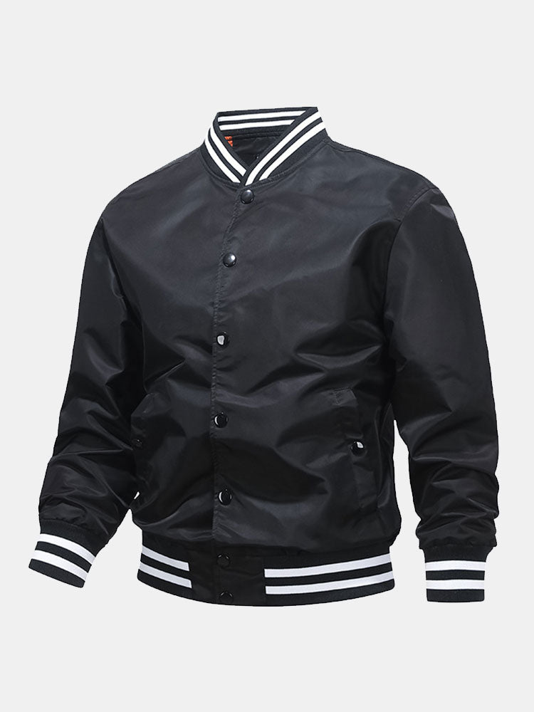 Hudson - Ribbed Trim Baseball Jacket