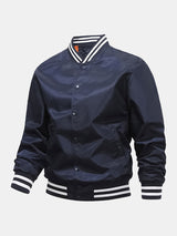 Hudson - Ribbed Trim Baseball Jacket