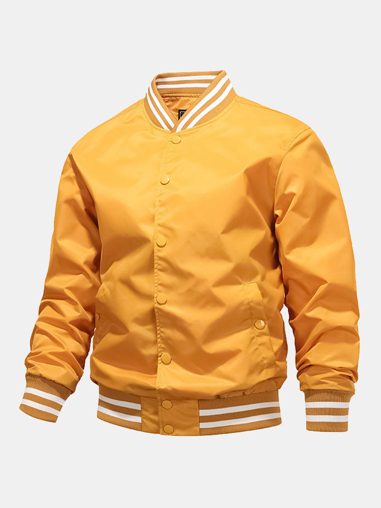 Hudson - Ribbed Trim Baseball Jacket