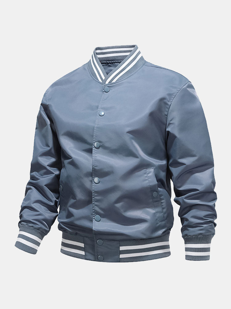 Hudson - Ribbed Trim Baseball Jacket