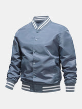 Hudson - Ribbed Trim Baseball Jacket