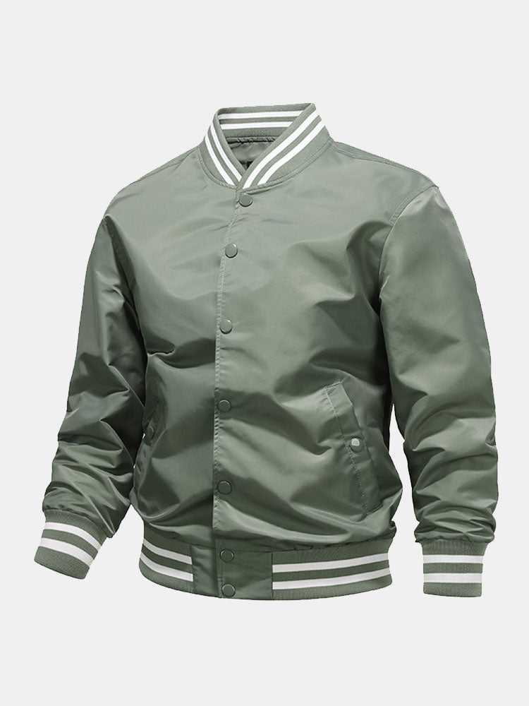 Hudson - Ribbed Trim Baseball Jacket