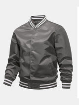 Hudson - Ribbed Trim Baseball Jacket
