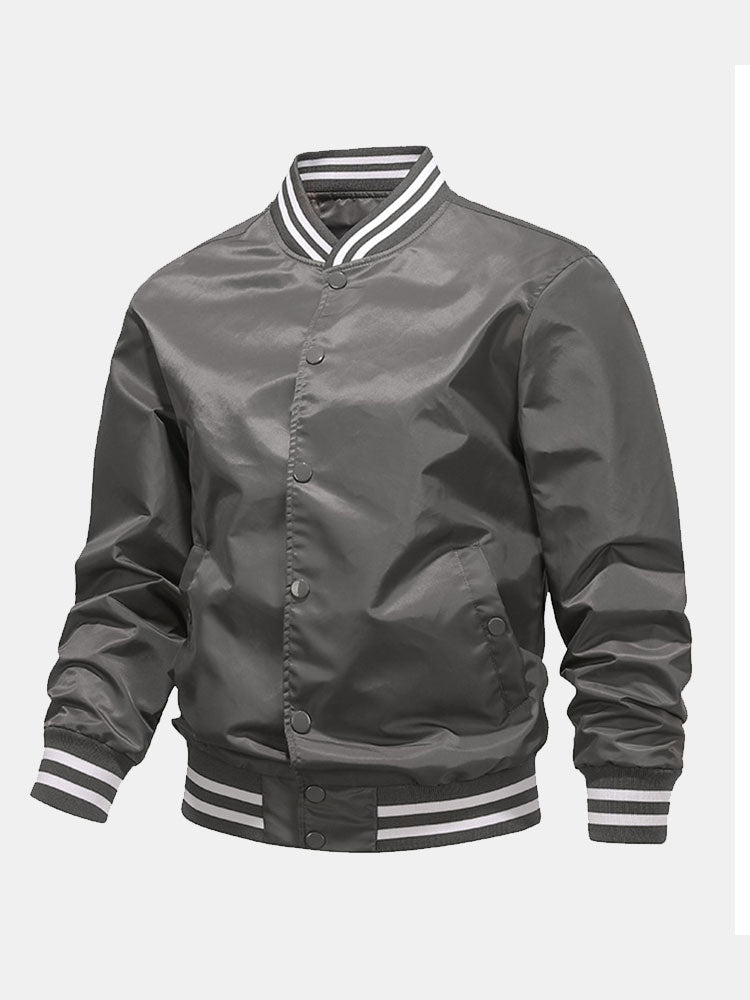 Hudson - Ribbed Trim Baseball Jacket