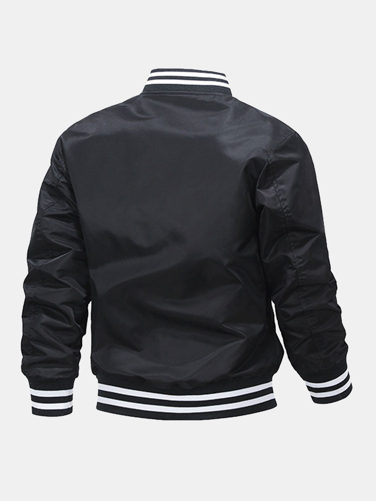 Hudson - Ribbed Trim Baseball Jacket