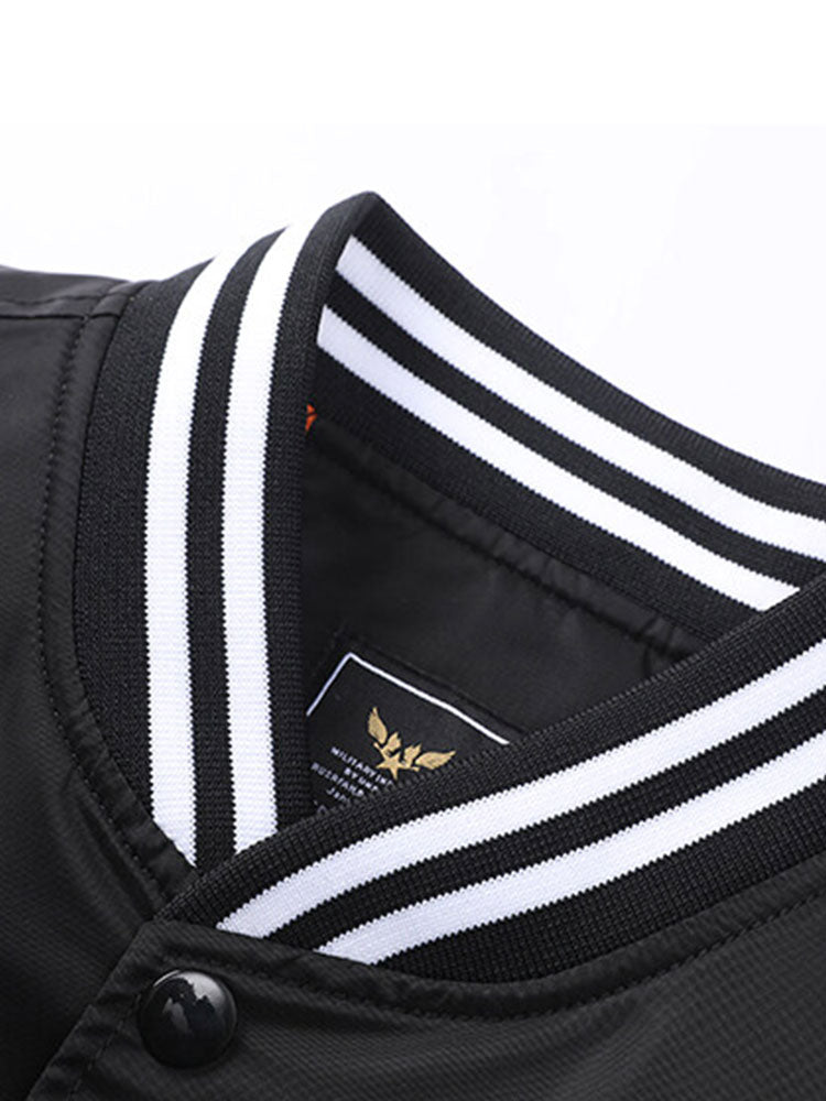 Hudson - Ribbed Trim Baseball Jacket