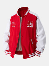 Jensen - Stand Collar Baseball Jacket with Contrast Embroidery