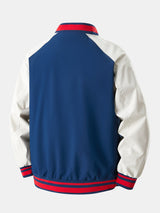 Jensen - Stand Collar Baseball Jacket with Contrast Embroidery
