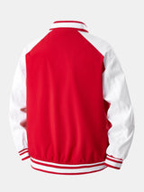 Jensen - Stand Collar Baseball Jacket with Contrast Embroidery