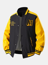 Jensen - Stand Collar Baseball Jacket with Contrast Embroidery
