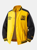 Jensen - Stand Collar Baseball Jacket with Contrast Embroidery