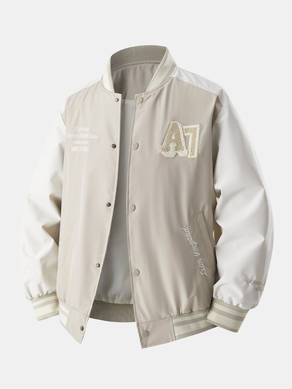 Jensen - Stand Collar Baseball Jacket with Contrast Embroidery